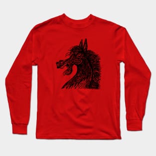 black head of a frightened horse Long Sleeve T-Shirt